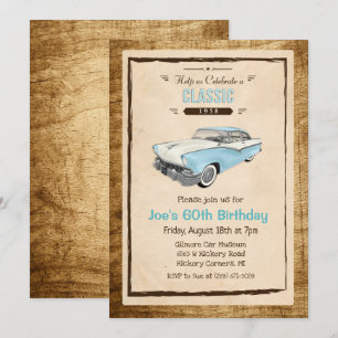 Invitation d'anniversaire vintage de voiture class
