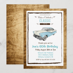 Invitation d'anniversaire vintage de voiture class