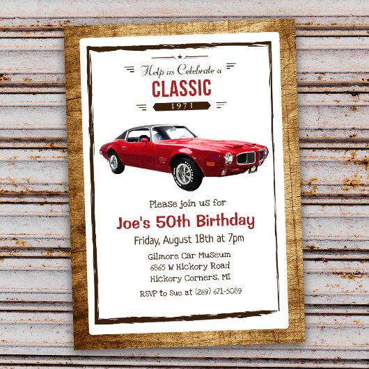 Invitation d'anniversaire vintage de voiture class