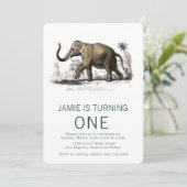 Invitation d'anniversaire vintage des éléphants (Debout devant)