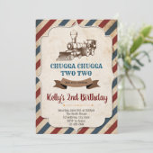 Invitation d'anniversaire vintage du train (Debout devant)