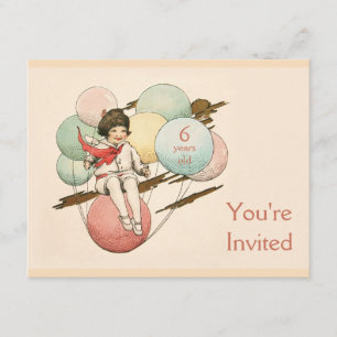 Invitation d'anniversaire vintage fille sur des ba