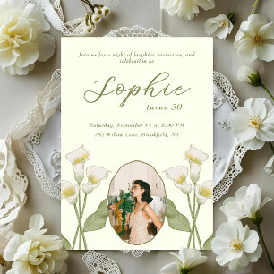 Invitation d'anniversaire vintage Florale avec pho
