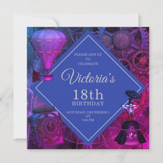 Invitation d'anniversaire Vintage industrielle chi (Devant)