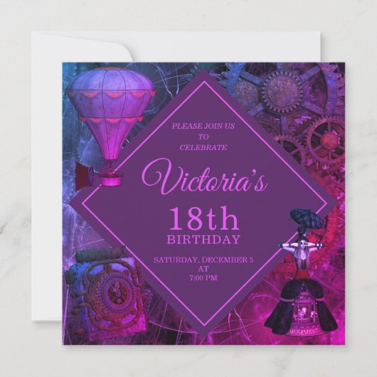 Invitation d'anniversaire Vintage industrielle chi (Devant)