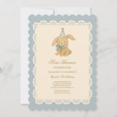 Invitation d'anniversaire vintage mignonne de lapi (Devant)