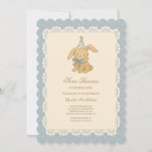 Invitation d'anniversaire vintage mignonne lapin (Devant)