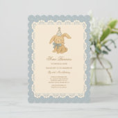 Invitation d'anniversaire vintage mignonne lapin (Debout devant)