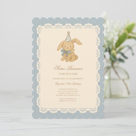 Invitation d'anniversaire vintage mignonne lapin