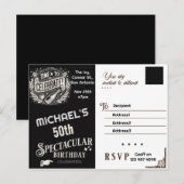 Invitation d'anniversaire vintage noir et blanc (Devant / Derrière)