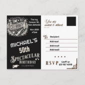 Invitation d'anniversaire vintage noir et blanc (Devant)
