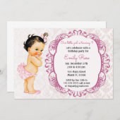 Invitation d'anniversaire vintage pour bébé (Devant / Derrière)