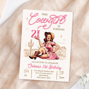 Invitation d'anniversaire vintage rose Brown