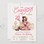 Invitation d'anniversaire vintage rose Brown (Devant)