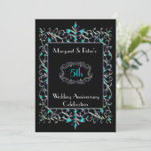Invitation d'anniversaire vintage turquoise et arg (Debout devant)