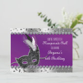 Invitation d'anniversaire violet argenté pour soir (Debout devant)