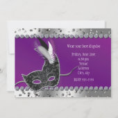 Invitation d'anniversaire violet argenté pour soir (Dos)