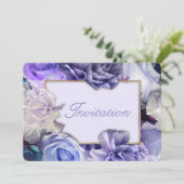 Invitation d'anniversaire Violet Blue Rose (Debout devant)