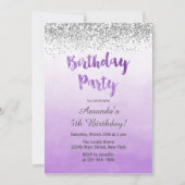 Invitation d'anniversaire violet et argent (Devant)