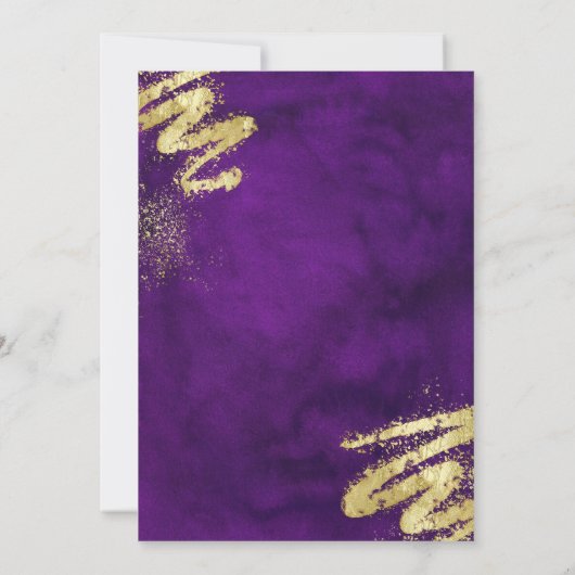 Invitation d'anniversaire violet et or (Dos)