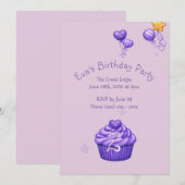 Invitation d'anniversaire violet pour filles (Devant / Derrière)