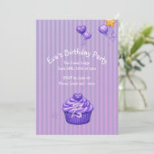 Invitation d'anniversaire violet pour filles (Debout devant)