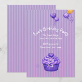 Invitation d'anniversaire violet pour filles (Devant / Derrière)