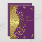 Invitation d'anniversaire - Violette rouge et perr (Devant / Derrière)