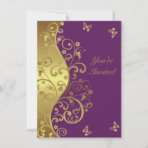 Invitation d'anniversaire - Violette rouge et perr