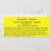 Invitation d'anniversaire VIP (Jaune) (Dos)