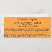 Invitation d'anniversaire VIP (Orange) (Dos)