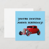 INVITATION D'ANNIVERSAIRE VOITURE CLASSIQUE (Devant / Derrière)