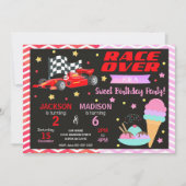 Invitation d'anniversaire voiture de course rouge (Devant)