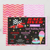Invitation d'anniversaire voiture de course rouge (Devant / Derrière)