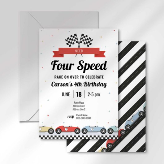 Invitation d'anniversaire voiture de course vintag