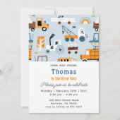 Invitation d'anniversaire Voitures Dessinées à la  (Devant)