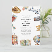 Invitation d'anniversaire Voyage Monde (Debout devant)