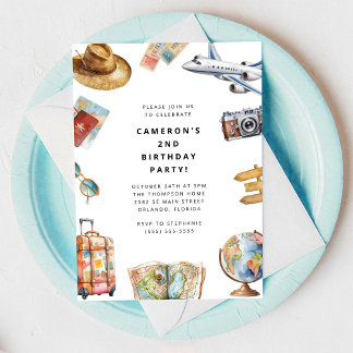 Invitation d'anniversaire Voyage Monde