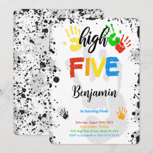 Invitation d'anniversaire Water Color High Five