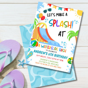 Invitation d'anniversaire Waterslide Bash, Fête de