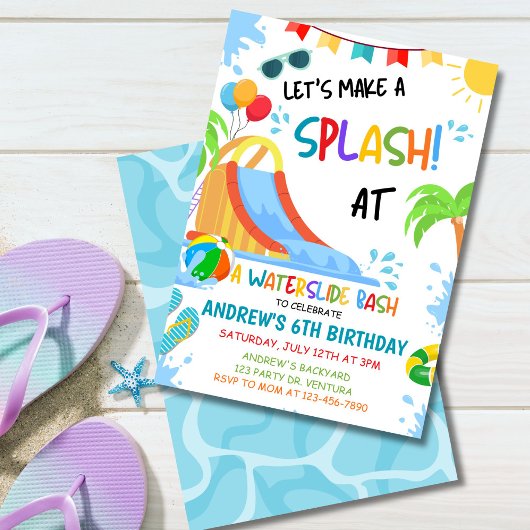 Invitation d'anniversaire Waterslide Bash, Fête de