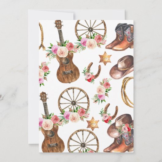 Invitation d'anniversaire Western Country Cowgirl (Dos)
