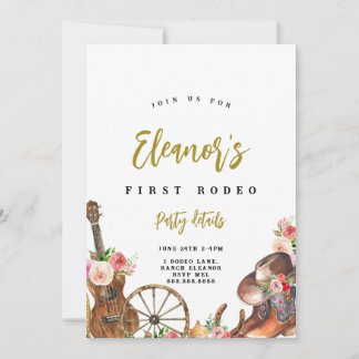 Invitation d'anniversaire Western Country Cowgirl