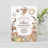 Invitation d'anniversaire Western Cowboy (Debout devant)