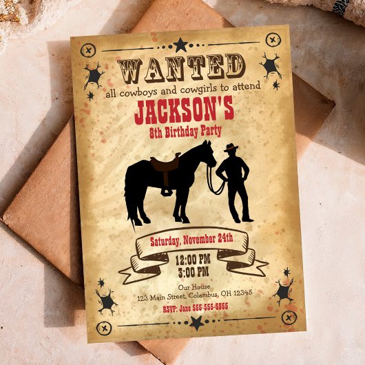 Invitation d'anniversaire Western Cowboy / Affiche