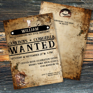 Invitation d'anniversaire Western rustique