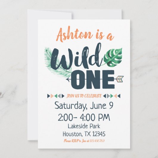 Invitation d'anniversaire Wild One Boho (Devant)
