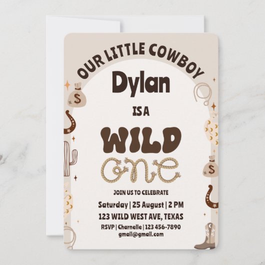 Invitation d'anniversaire Wild One Cowboy (Devant)