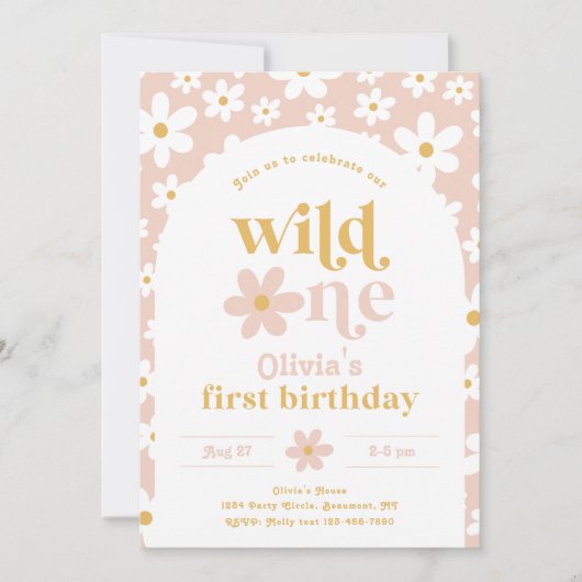 Invitation d'anniversaire Wild One Daisy | Premier (Devant)