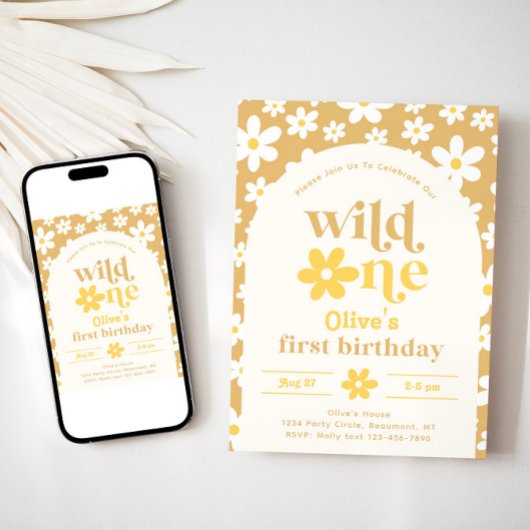 Invitation d'anniversaire Wild One Daisy | Premier